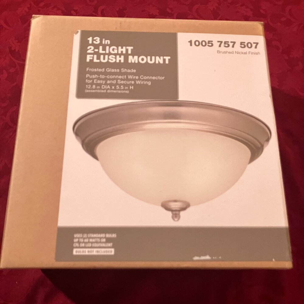 13 in. 2-Light Frosted Glass Flush Mount 1005 757 507